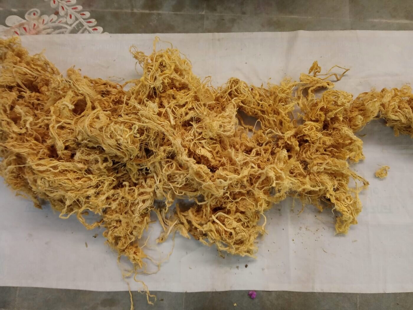 Fallen areca palm sheaths, the raw material